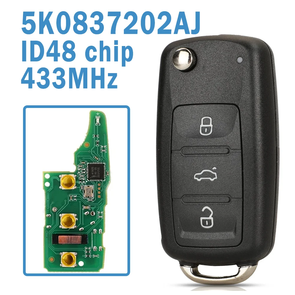 5К 0837202 AJ Auto Smart Remote 3B 434 МГц ID48 чип без ключа автомобильный брелок автомобильные аксессуары для Volkswagen Golf Beetle Polo Jetta 5К 0837202 AJ Auto Smart Remote 3B 434 МГц ID48 чип без ключа автомобильный брелок автомобильные аксессуары для Volkswagen Golf Beetle Polo Jetta