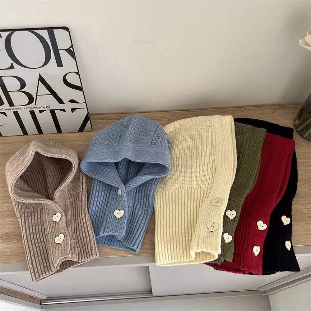 Solid Color Woolen Knitted Children Hat Winter Warm One Piece Ear Protection Cap Korean Style Shawl Hat For Boys Girls