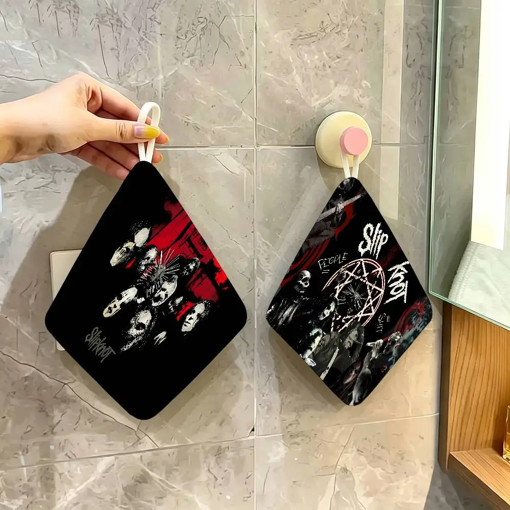 Band S-slipknot-S Classic Hanging Kitchen Towel, Polyester Cotton Fabric, Absorbent Hand Wiping Towel for Home Dormitory