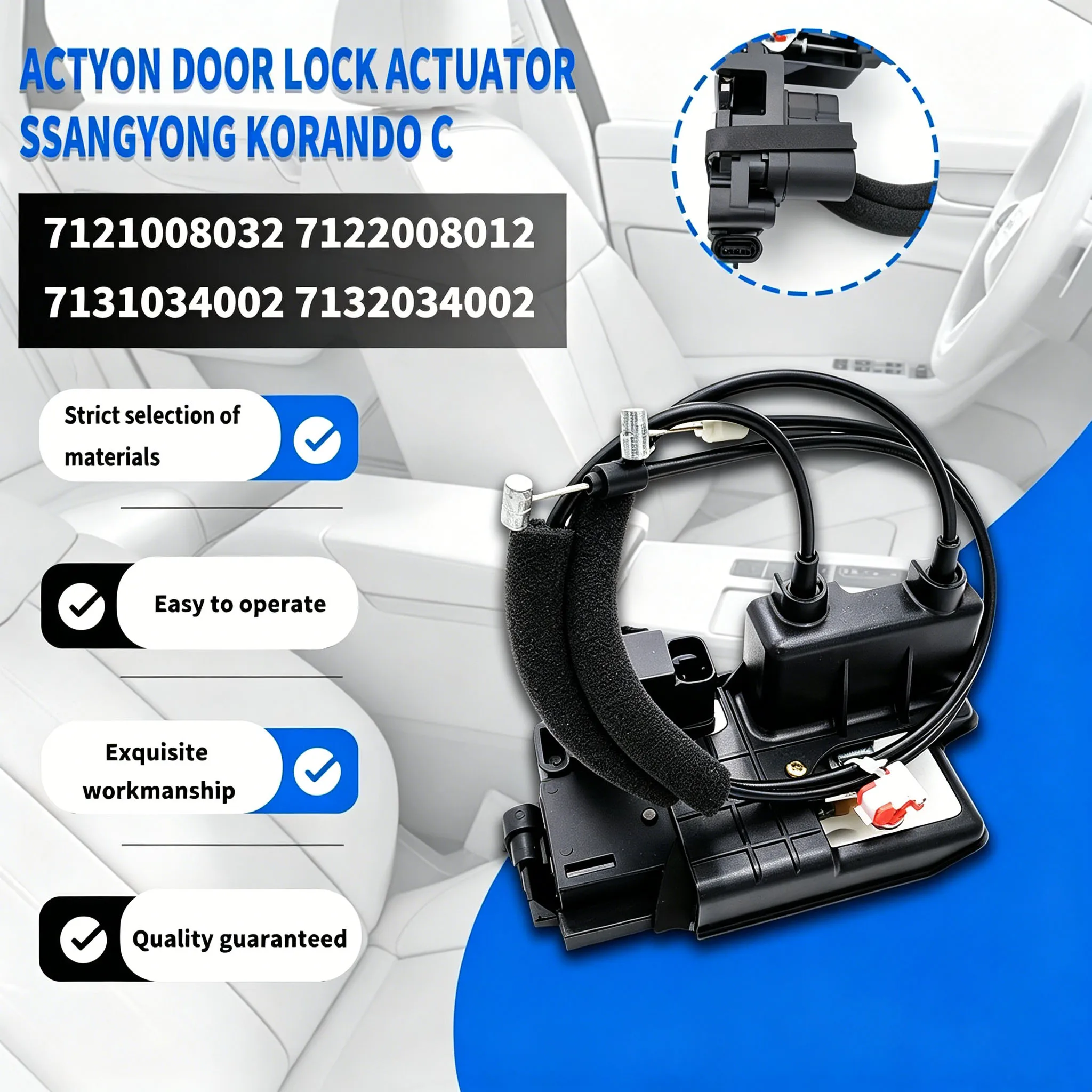 7131034002 7132034002 7121008032 7122008012 For Ssangyong Korando C Actyon Door Lock Actuator Replacement Accessories Parts