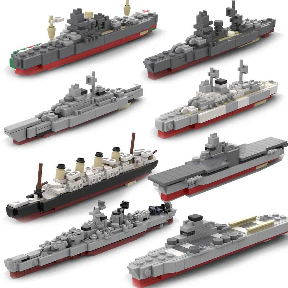 9 Type Warship Building Blocks Battleship Aircraft Carrier Military Missile Cruiser Ship Assemble Bricks Toy Gift Fo Adult