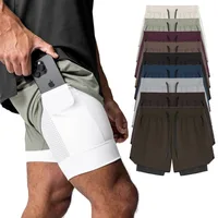 Pantalones cortos 2 en 1 para hombre, ropa deportiva de doble cubierta, de secado rápido, para correr, entrenamiento, culturismo