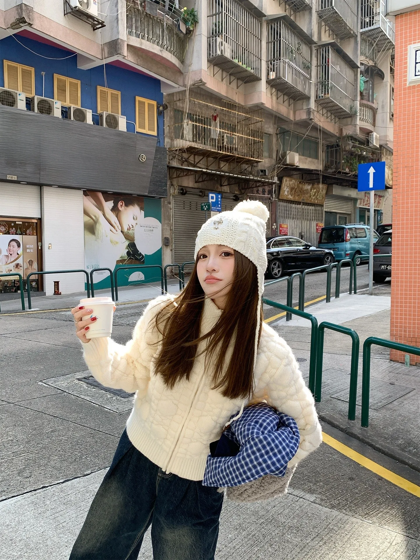 

Женский свитер FF BLUE Snowflake Puff с высоким воротником на молнии, свободного кроя, осенне-зимний, теплый, универсальный, с защитой от катышков