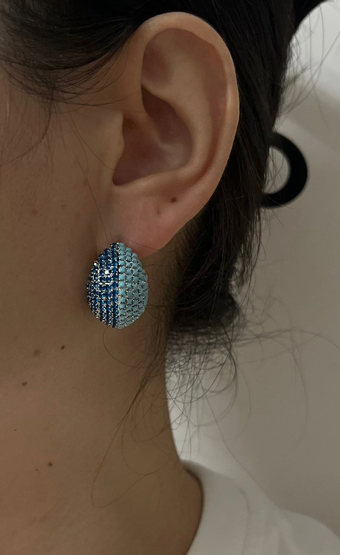 تصميم كوري جديد مجوهرات عصرية مطلية بالفضة أقراط فاخرة من الزركون الأزرق إكسسوارات الحفلات النسائية الأنيقة #6