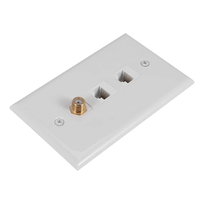

ABYL Ethernet Coax Wall Plate,2 Port Cat6 RJ45 Keystone and 1 Port F Type Connector Coax Keystone Female to Female Wall Plate