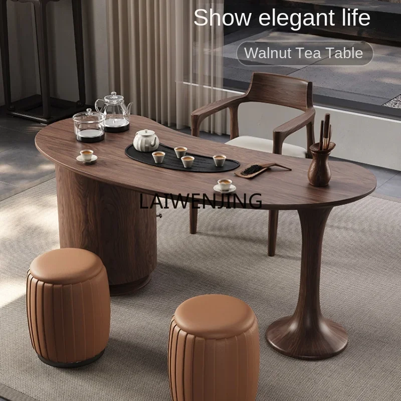 

CF solid wood simple high-end balcony small apartment tea table new Chinese curved tea table and chair combination