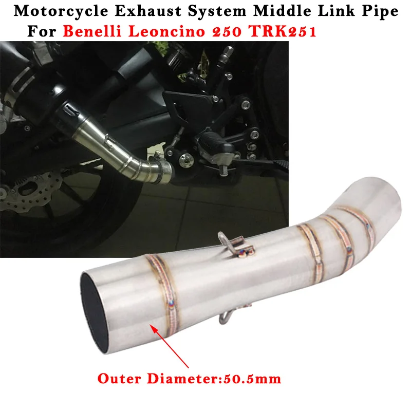 

Slip On For Benelli Leoncino 250 TRK251 Motorcycle Exhaust Escape System Modified Muffler 51mm Middle Link Pipe Stainless Steel