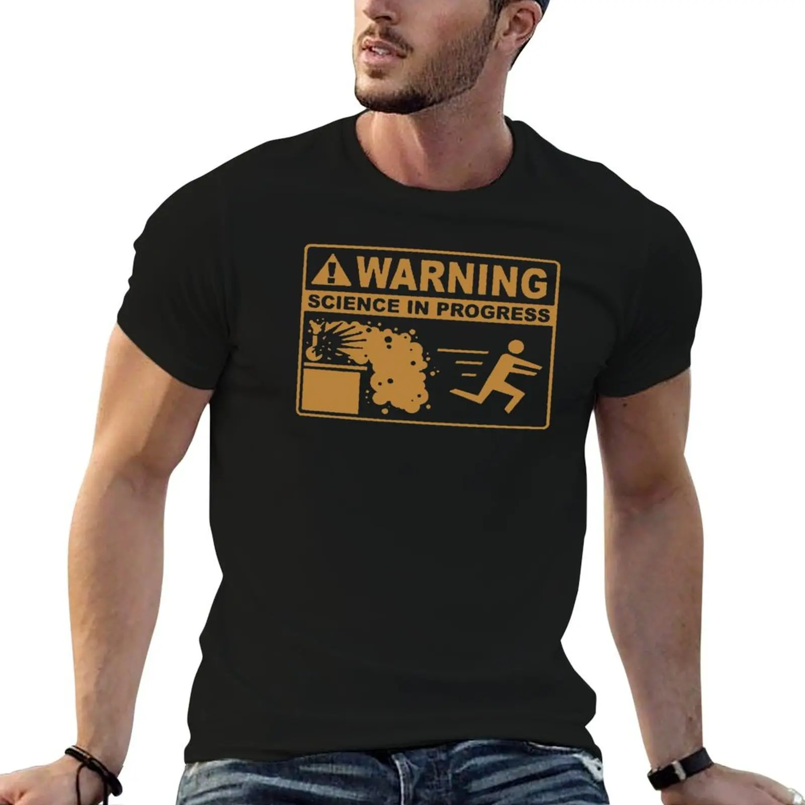 Warning Science In Progress T-Shirt Tough Fabric Work Tee