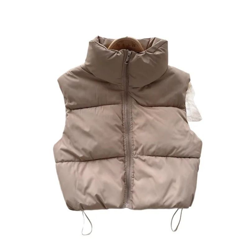 Mulheres inverno topos jaqueta casaco de algodão colete cor pura quente engrossado vintage simples casual moda nicho macio versátil magro