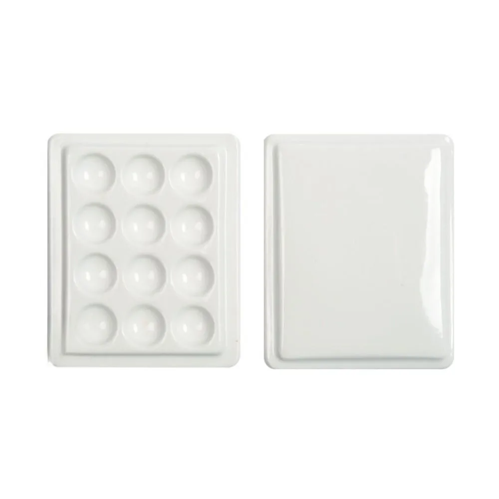 

12 Grid Watercolor Paint Palette Moisturizing With Cover Grid Palette Handmade White Porcelain Art Painting Tools Nail Salon