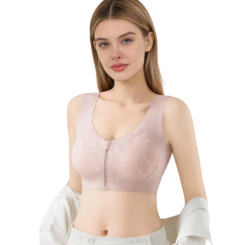 866 Post-Mastectomy Bra Front Zipper Wireless Comfortable Bra for Breast Cancer Surgery Recovery  Daily Wear New Style