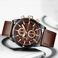 MINI FOCUS Business Quartz Watches for Man Waterproof Luminous Chronograph Wristwatch Leather Strap Clock reloj hombre 0161G