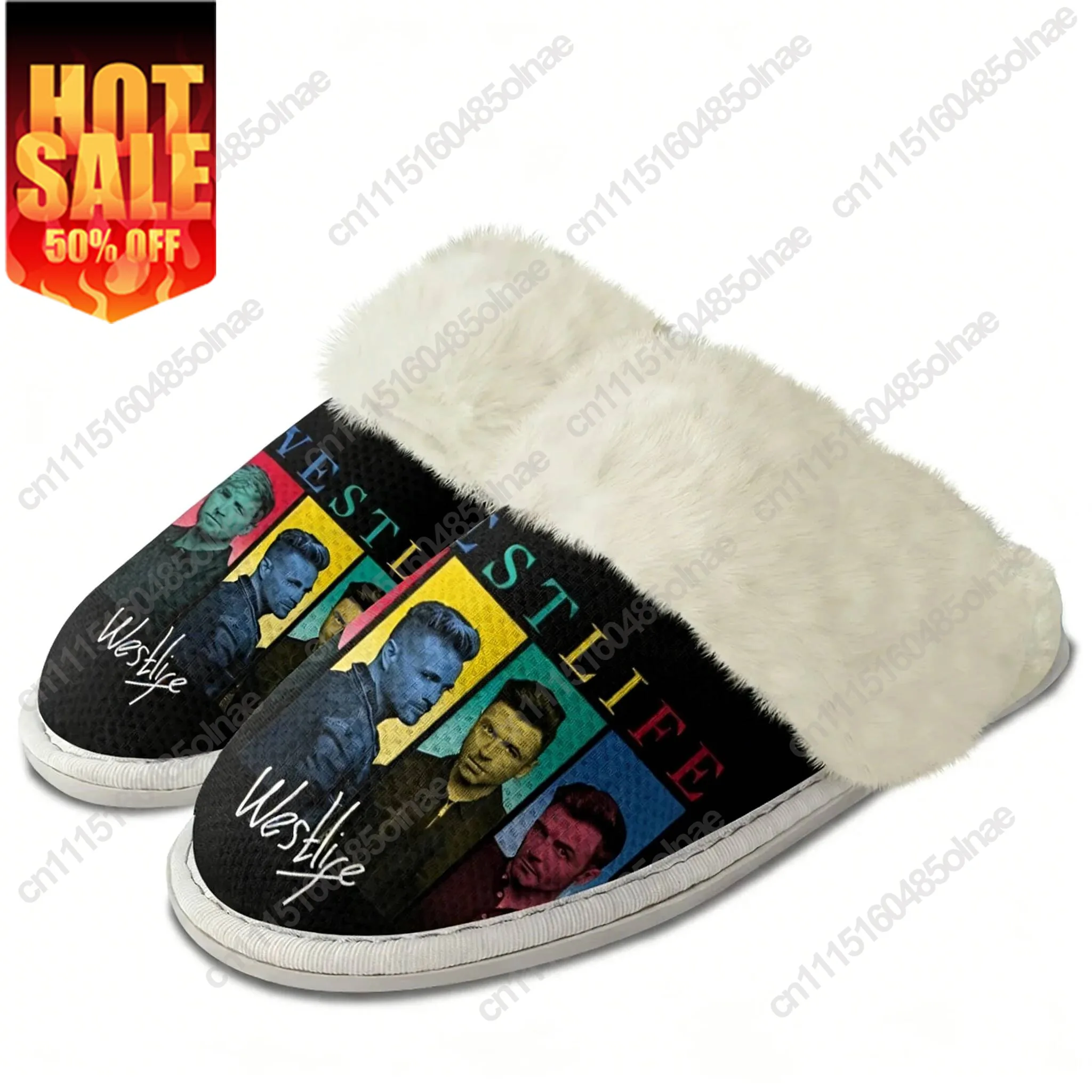 Westlife Rock Band Slippers Keep Warm Shoes Mens Womens Retro Hip Hop Breathable Home Cotton Thermal Lightweight Slipper