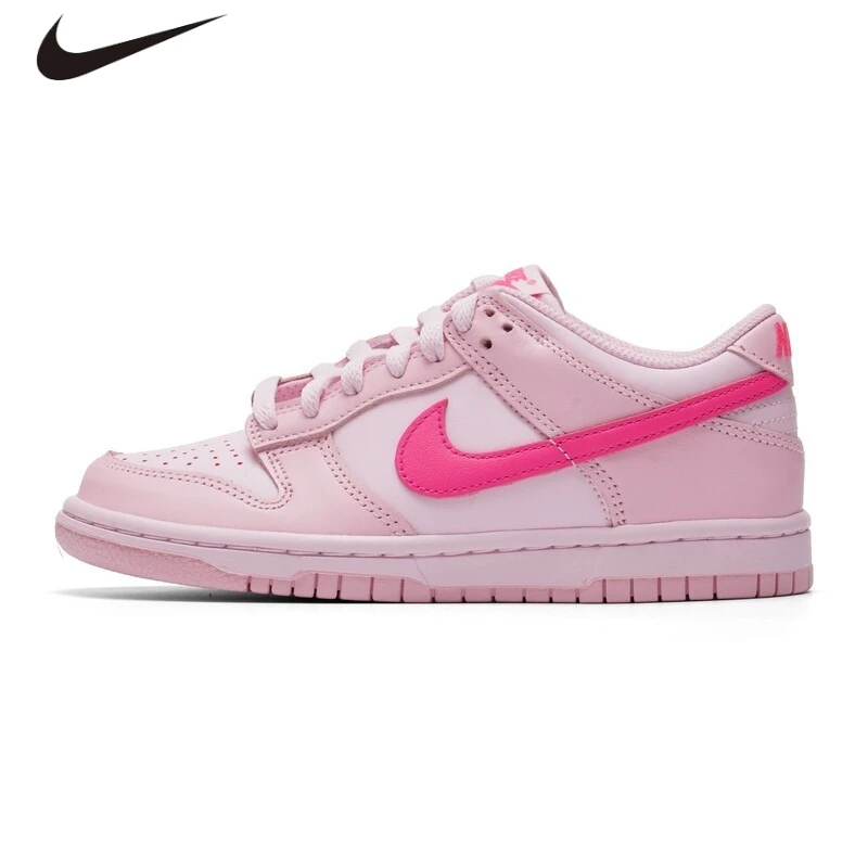 Nike Dunk Low GS Sneakers, Full Leather Triple Pink Barbie Retro Skate Casual Shoes For Youth DH9765-600 view 5