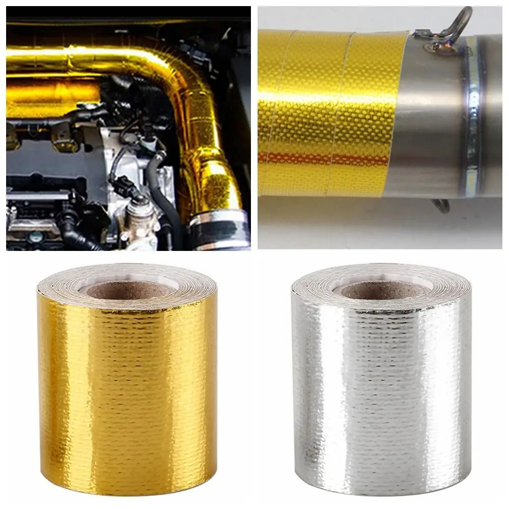 Gold Silver Aluminum Foil Exhaust Pipe Heat Insulation Wrapping Tape 5CM*5M Modification for Motorcycle Car Scooter Motorcross