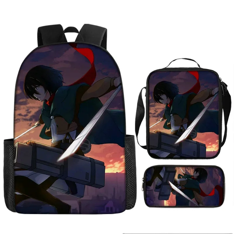 

CyAttack on Titan Backpack Schoolbag Lunch Bag Pencil Case Set Gift for Kids Students