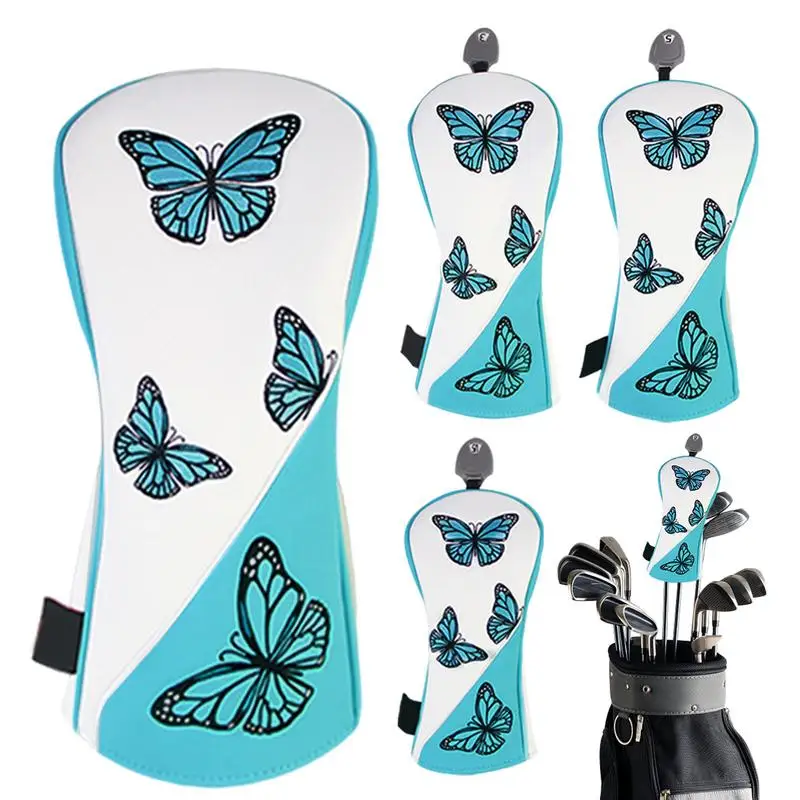 

1/3/5/UT Golf Head Cover Driver Head Covers 4Pcs Fairway Wood Head Covers Hybrid Head Covers Putter Cover PU Leather