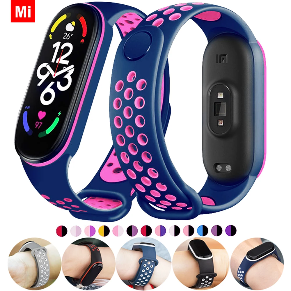 Sport bracelet For Xiaomi Mi Band 7 NFC smartwatch miband7 Air-Hole Silicone Replacement watchband on Mi band 6 5 4 3 8 strap