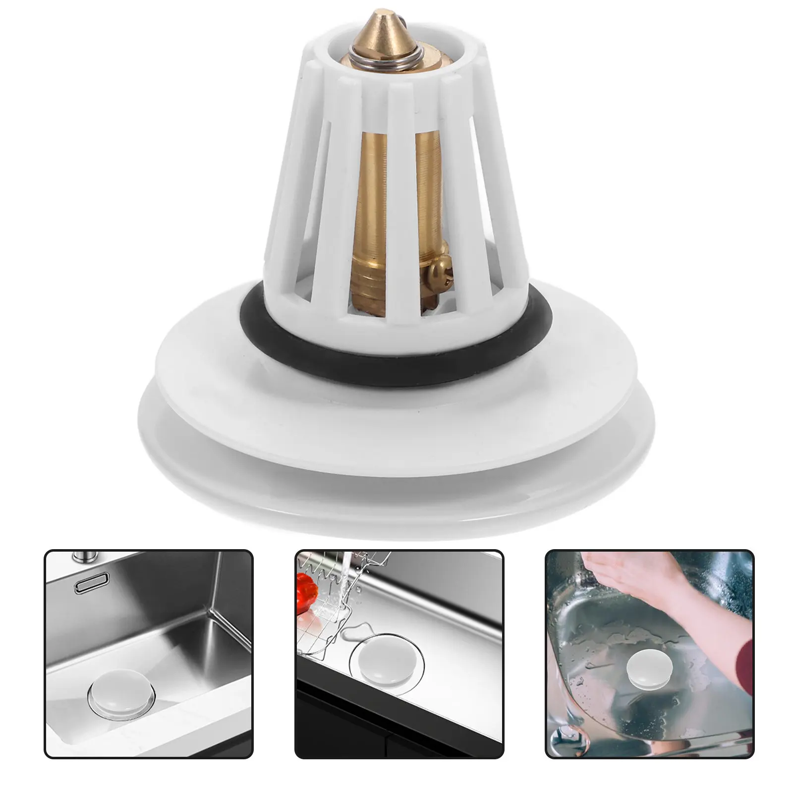 Ceramic Push Type Bounce Core Drain Stopper Universal Bathroom Sink Washbasin Tub Drain Plug Odor Preventing Seal Hair Strainer
