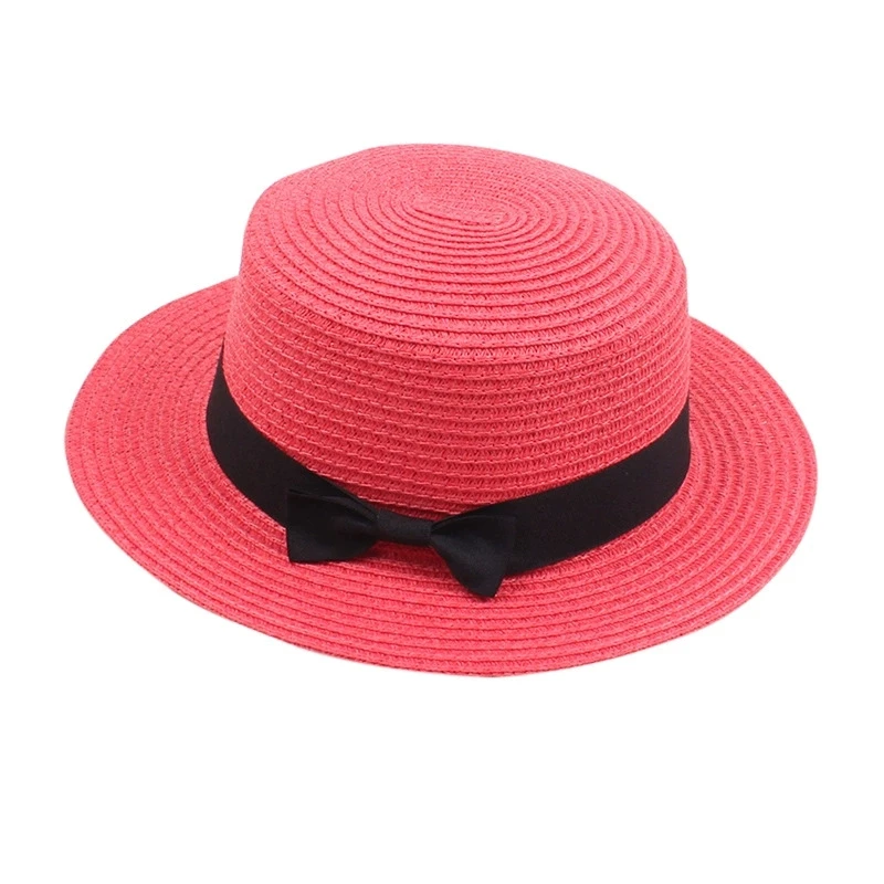 Damen-Sommerhut im britischen Stil, einfacher Strohhut mit kleiner Krempe, koreanischer Stil, Schleifenknoten, flacher Sonnenhut, beliebter Damen-Strohhut – Detail 21