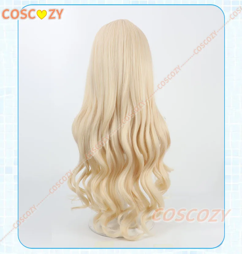 Krone Cosplay Perücken Nikke Die Göttin des Sieges Krone Kunsthaar Halloween 80 cm lange gewellte blonde Perücke hitzebeständig