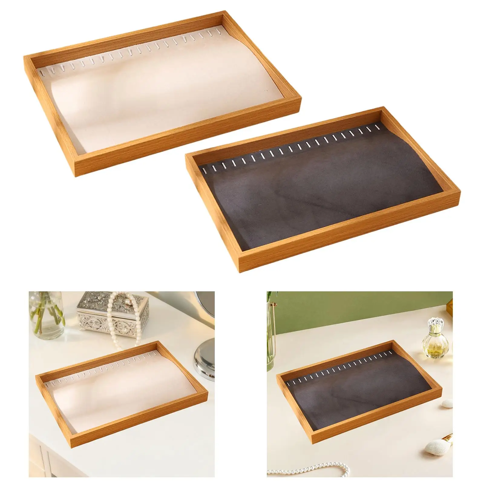 

Jewelry Display Tray Necklace Holder Multifunctional,Gifts Portable Hold 20 Necklace Wood Ornament Organizer Her Mom Girlfriend