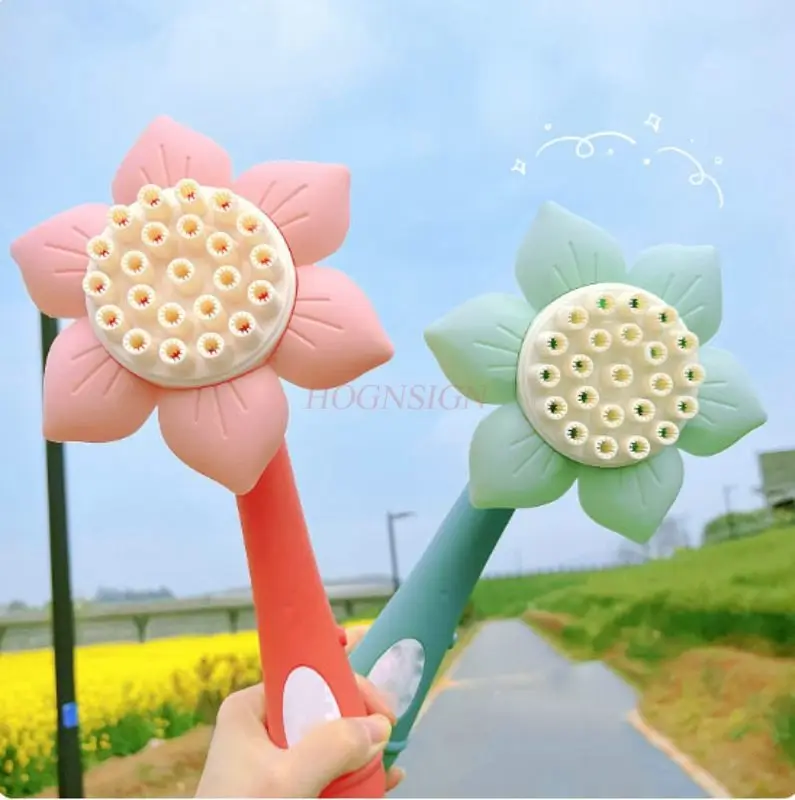 Sunflower Bubble Machine, Children's Handheld Electric Bubble Stick, Fully Automatic Bubble Blowing Girl Toy