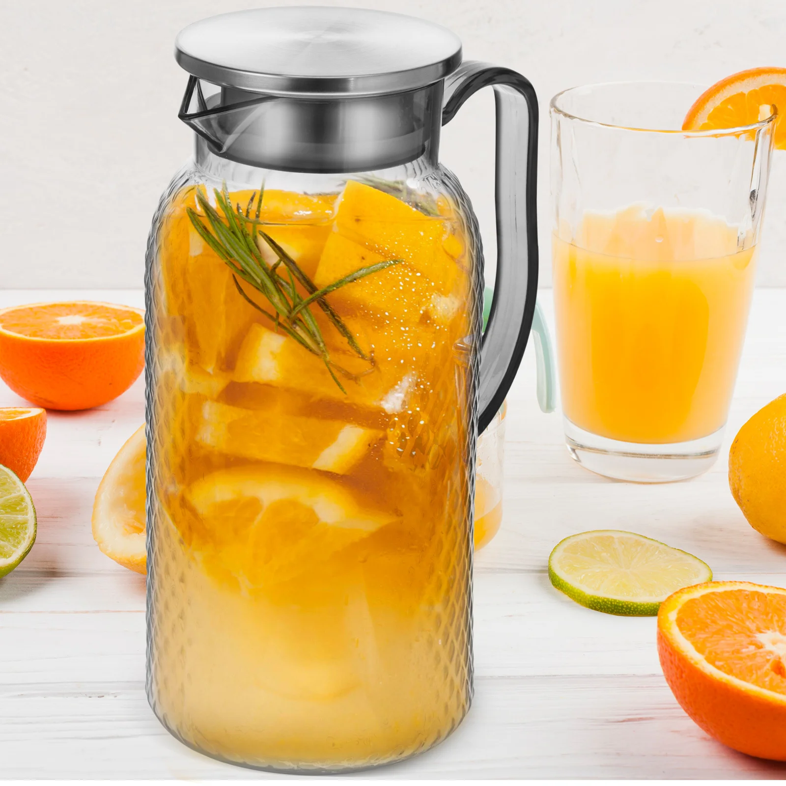 

2Pcs Acrylic Juice Pitchers Plastic Jug Sturdy Lid Large Capacity Storage Bottles Fridge Drink Water Containers