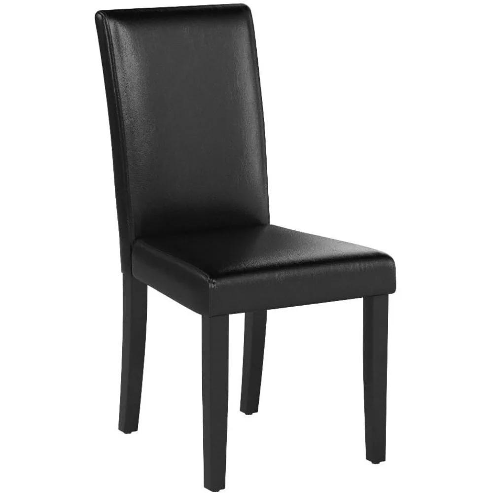 مجموعة كراسي تناول الطعام مكونة من 4 كراسي طعام منجدة من جلد البولي يوريثان مع أرجل خشبية صلبة للمطبخ/غرفة المعيشة/الراحة