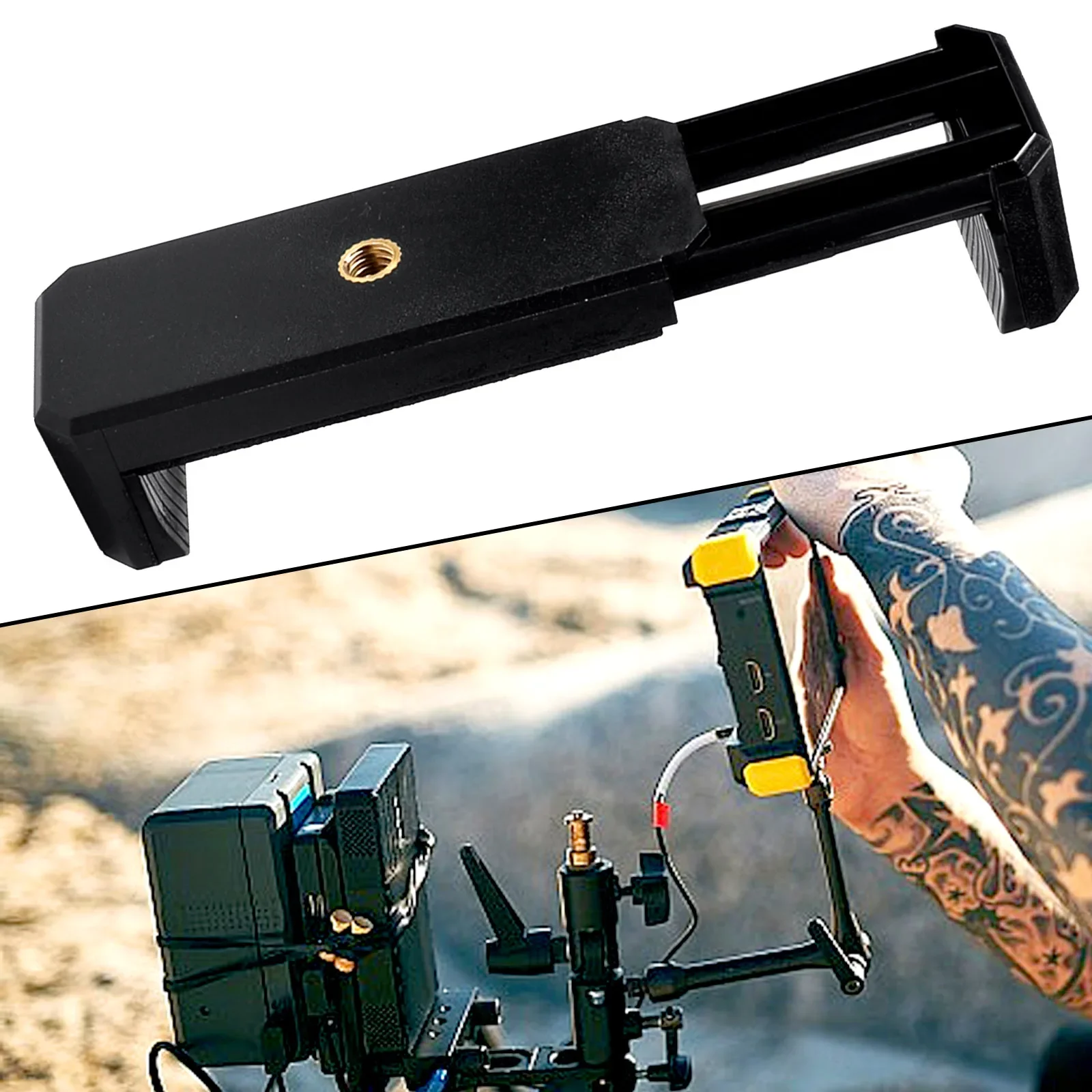 

Two-hole Mobile Phone Clip Bracket Selfie Holder Mount Tripod Monopod-Stand Simple Installation Equipped With Two 1/4 Screw Hole