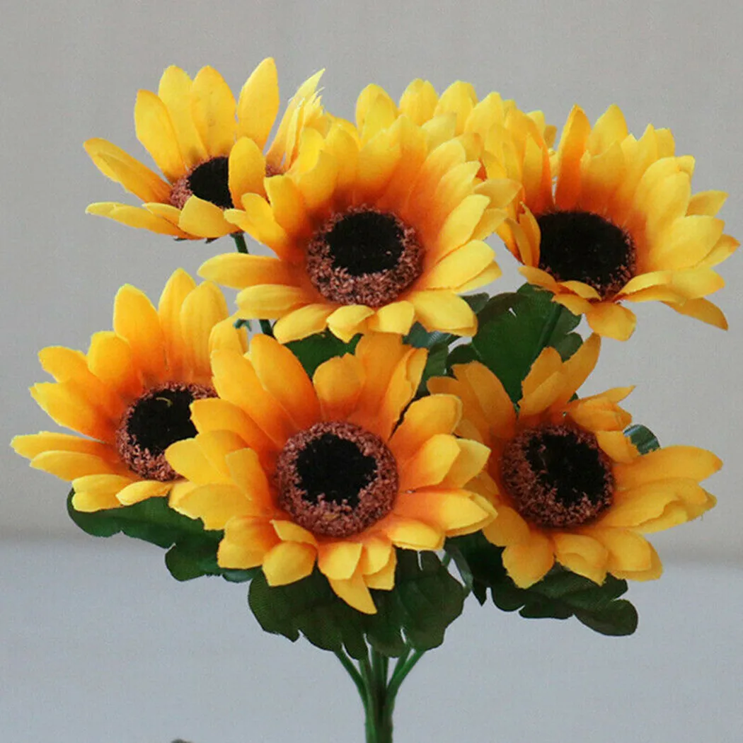 Ramo de girasol Artificial de 13 cabezas, flor de seda de calidad, decoración de boda, fiesta de jardín en casa, flores falsas