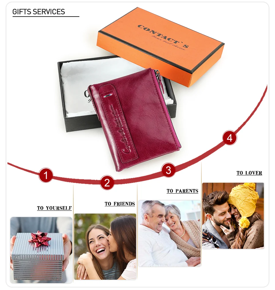 CONTACT'S Damen Echtleder-Geldbörsen Frauen Bifold Luxus Retro Hochwertige Fotofächer Kartenhalter Reise Dating Geschenk Münzbörse – Detail 11