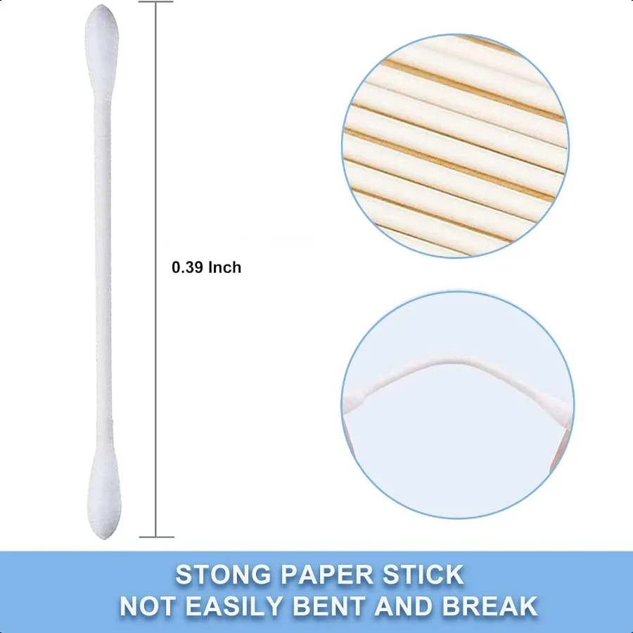 Cotton Swab Individually Wrapped 200 Count Natural Cotton Buds Double Tipped Cotton Tips for Ear Beauty Care Cleaning White Dou