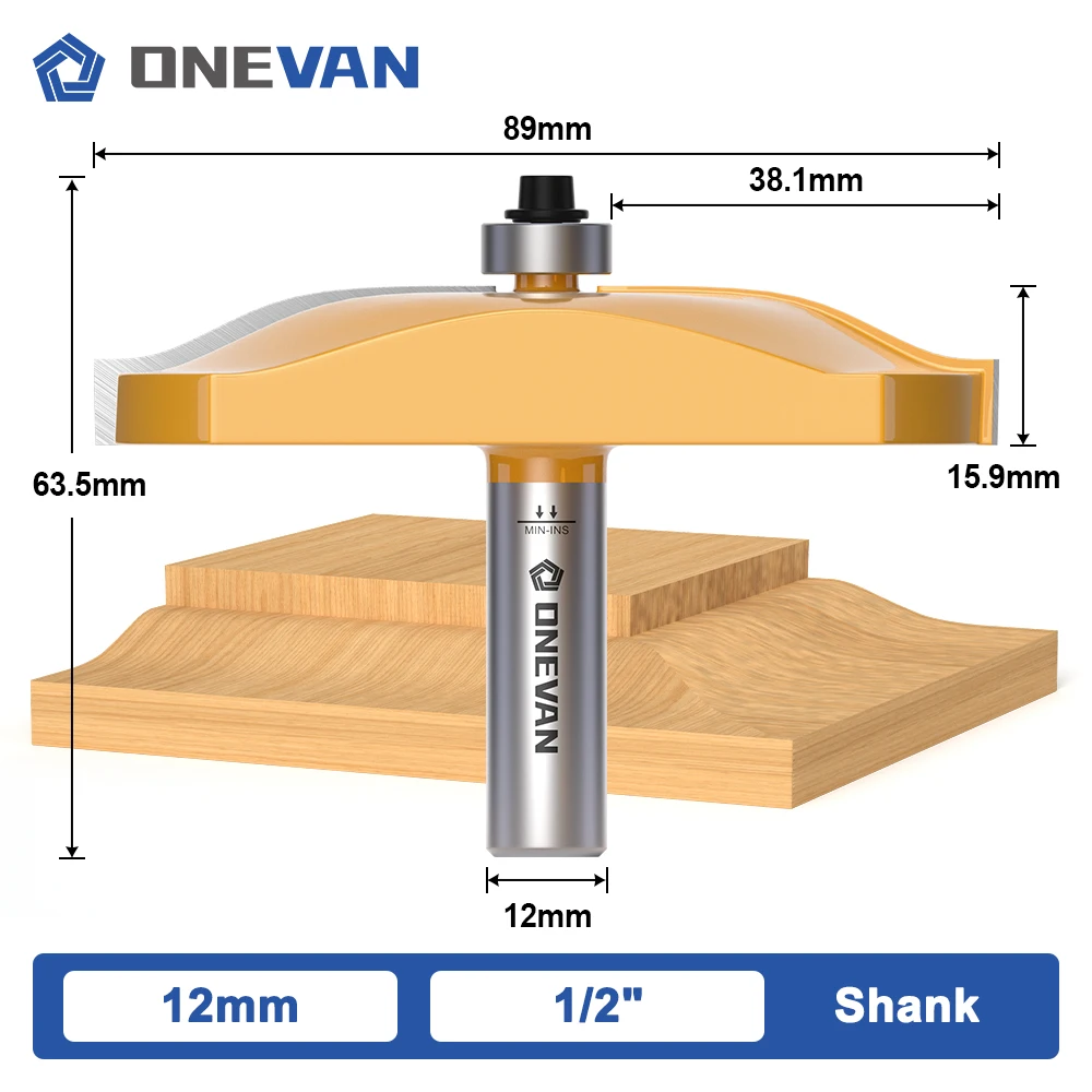 ONEVAN 89MM Ogee Raised Panel Router Bits 12/12.7MM Shank, Woodworking Milling Cutter For Wood Bit Face Mill Carbide End Mill