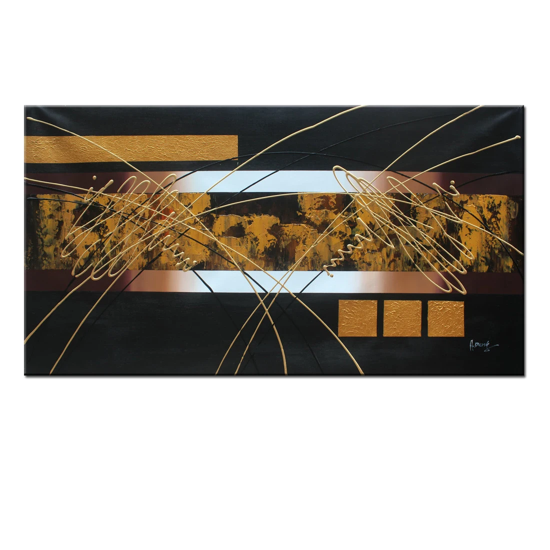 

Modern Contemporary Wall Art Golden Abstract Hand Painted Oil Painting Reproduction Canvas for Living Room Home Decor