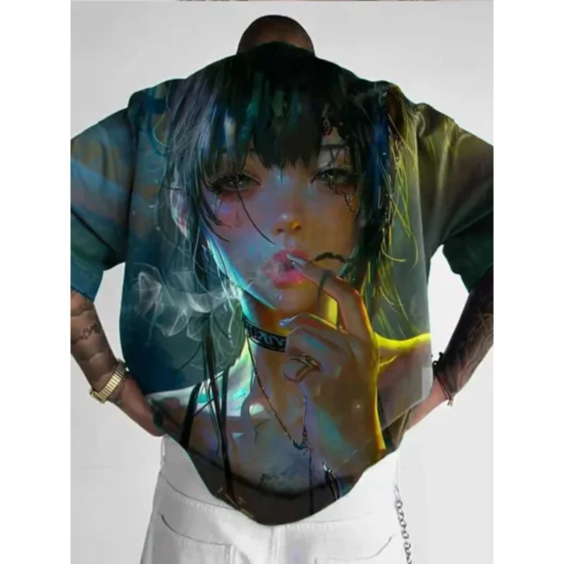 

Men's T-Shirt Anime Character Tee 3D Sexy Beauty Printed t shirts Loose Casual Men's Clothing Fashion Short Sleeve Y2k Tops