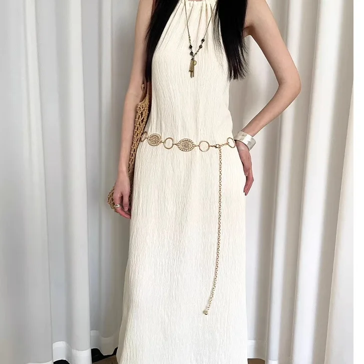 Retro Bohemian Hollow Flower Waist Chain Ethnic Belt Women's Dress Decoration Dress Waist Belt