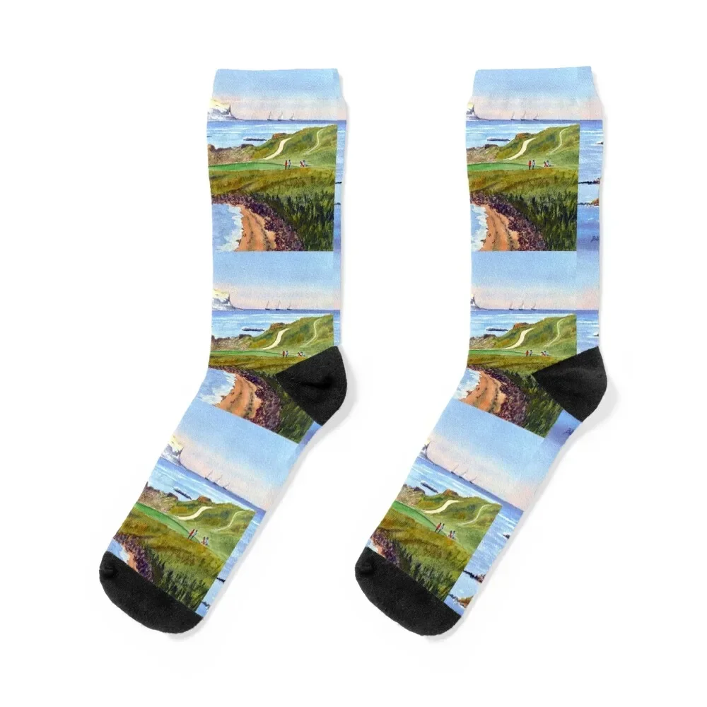 The Glen Golf Course 13th green North Berwick Scotland Socks custom sports golf Men's Socks Luxury Women's