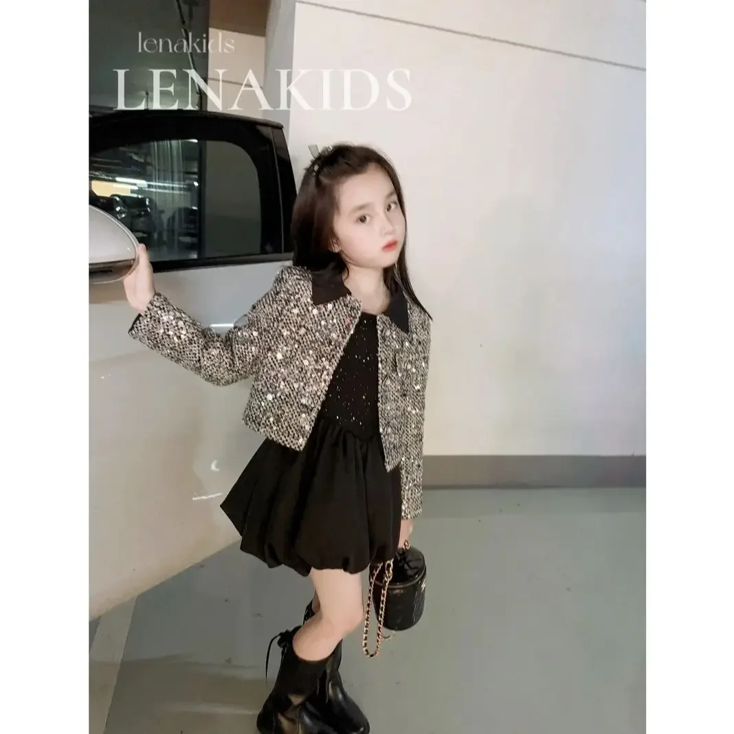 Girls Clothes Suit Fall Family Star 2024 Spring and Antumn Short Coat Girl Autumn New White Wear Foreign Style Party Suit