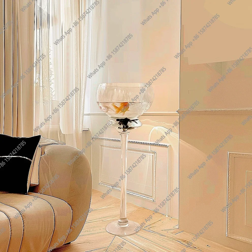 

G-MX Large Wine Glass Fish Tank Glass Transparent Floor Wine Glass Type Vertical Tall Living Room Small Vase