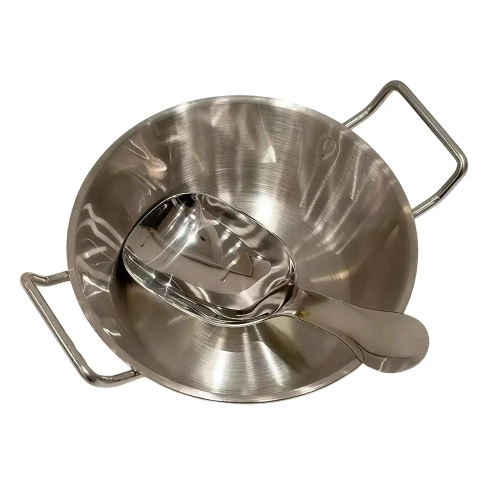 Stainless Steel Bowl with Spoon Kitchen Utensils with Handles Double Ear Mixing Bowl for Ice Cream Breakfast Home Restaurant