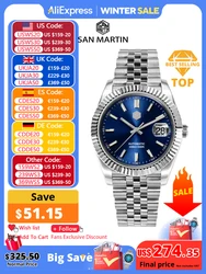 San Martin Men Dress Watch 40mm Classic Luxury PT5000 SW200 Automatic Mechanical Fashion Business Wristwatch Sapphire 10 ATM