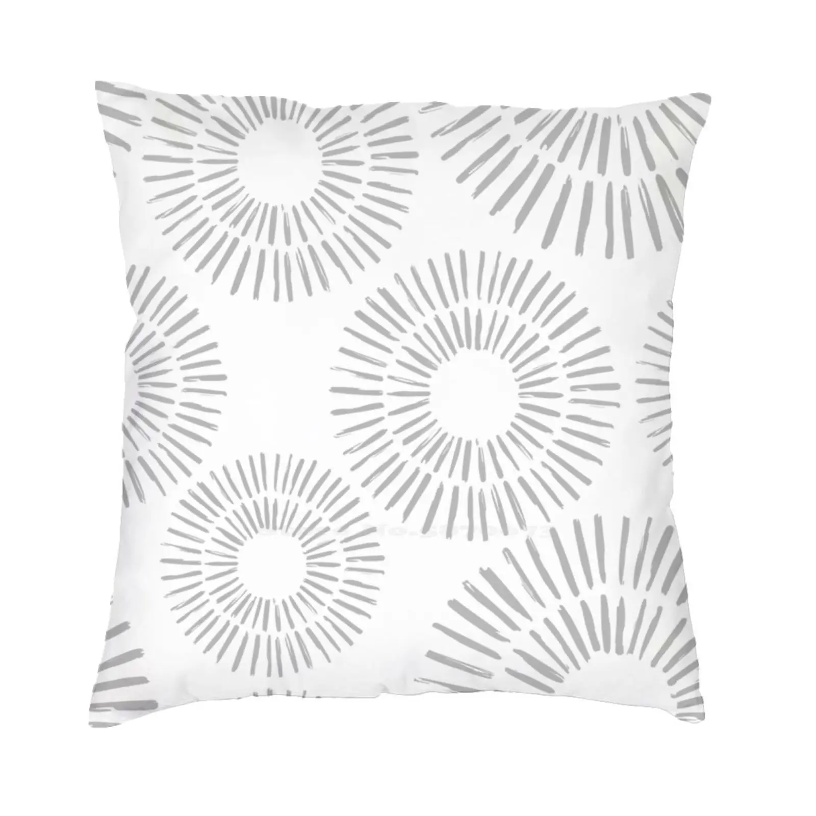 

Современная футболка середины века Sunburst в мягких серых тонах, хлопковая футболка с геометрическим рисунком, радиальная белая симметрия, круги, абстрактные линии