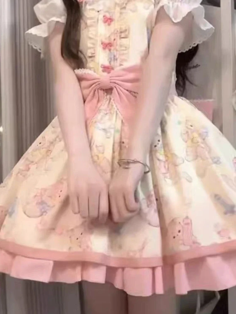 

Collar Puff Sleeve Shirts Women+ Y2k Slim Waist Bow Lace Camisole Dresses 2025 Summer New Two Piece Sets Hot Sale