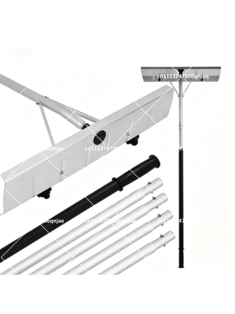 

Roof Snow Rake Extendable Removal Tool Aluminium Alloy with Two Wheels Snow Pusher for Driveway Roof House Wet Leaves