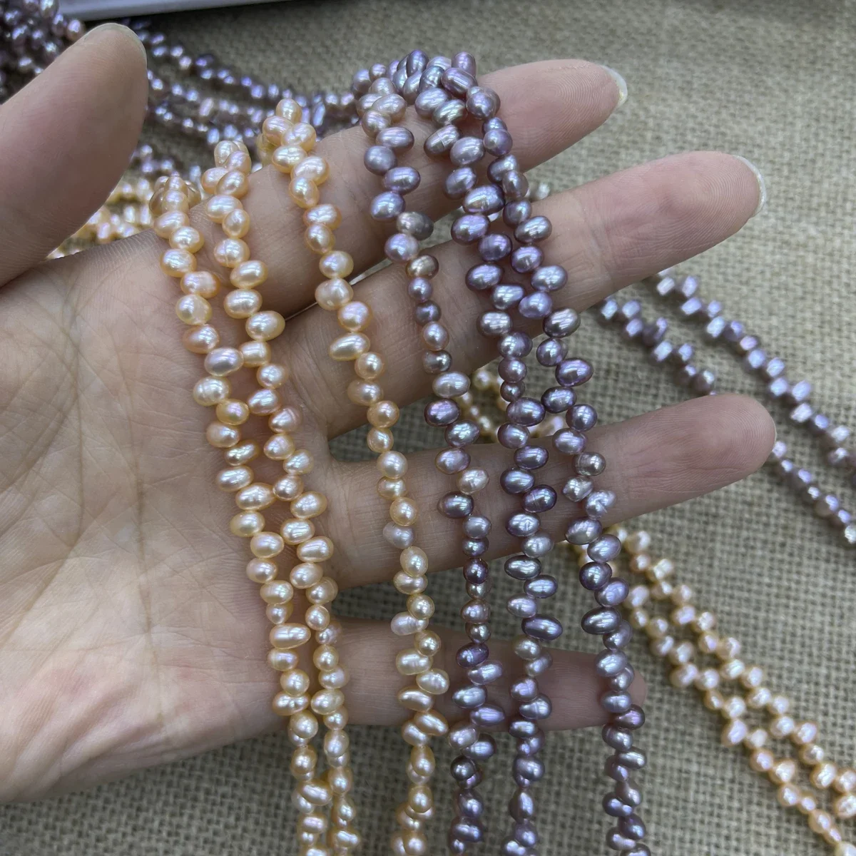 

Natural Freshwater Pearl 4-5mm 4A White Purple Orange Oval Bead Jewelry Make DIY Necklace Bracelet Accessories Women Wedding