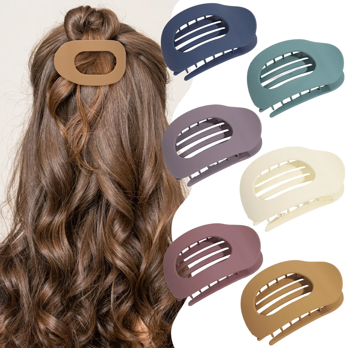 Ingot-Shaped Flat Oval Hair Clips - Large Jaw Clamps for Thick Hair Back-of-Head Updos Half-Up Styles