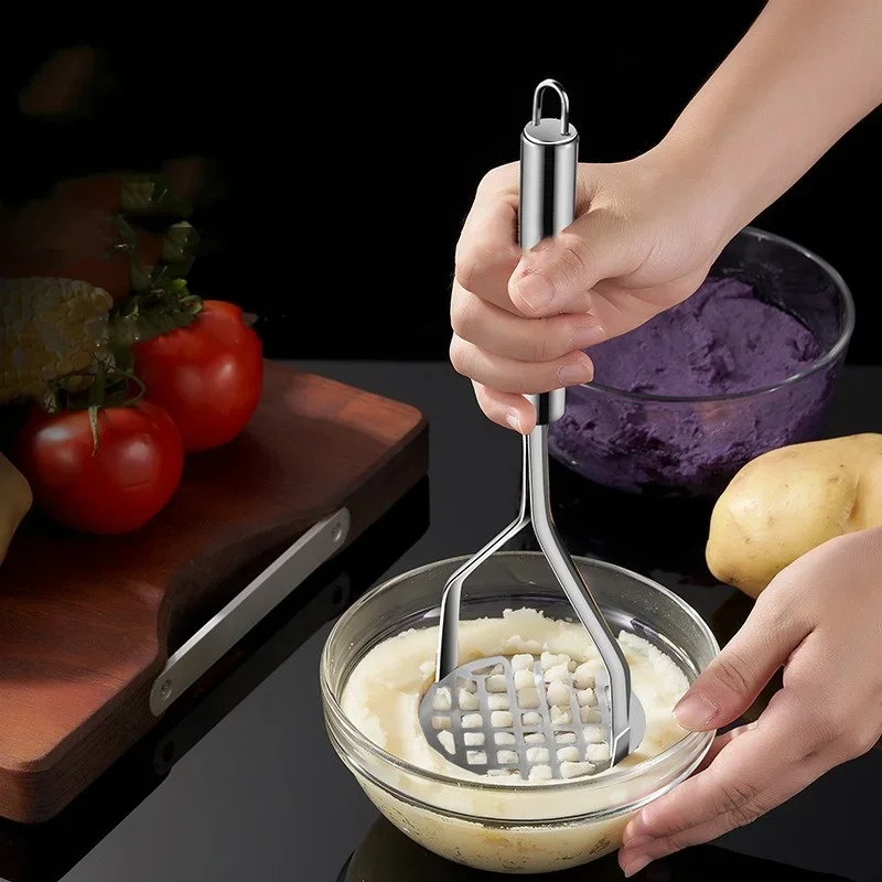 Stainless Steel Potato Masher Pumpkin Garlic Vegetable Fruit Easy Mud Press Grinder Children Food Crusher Kitchen Accessories image 2