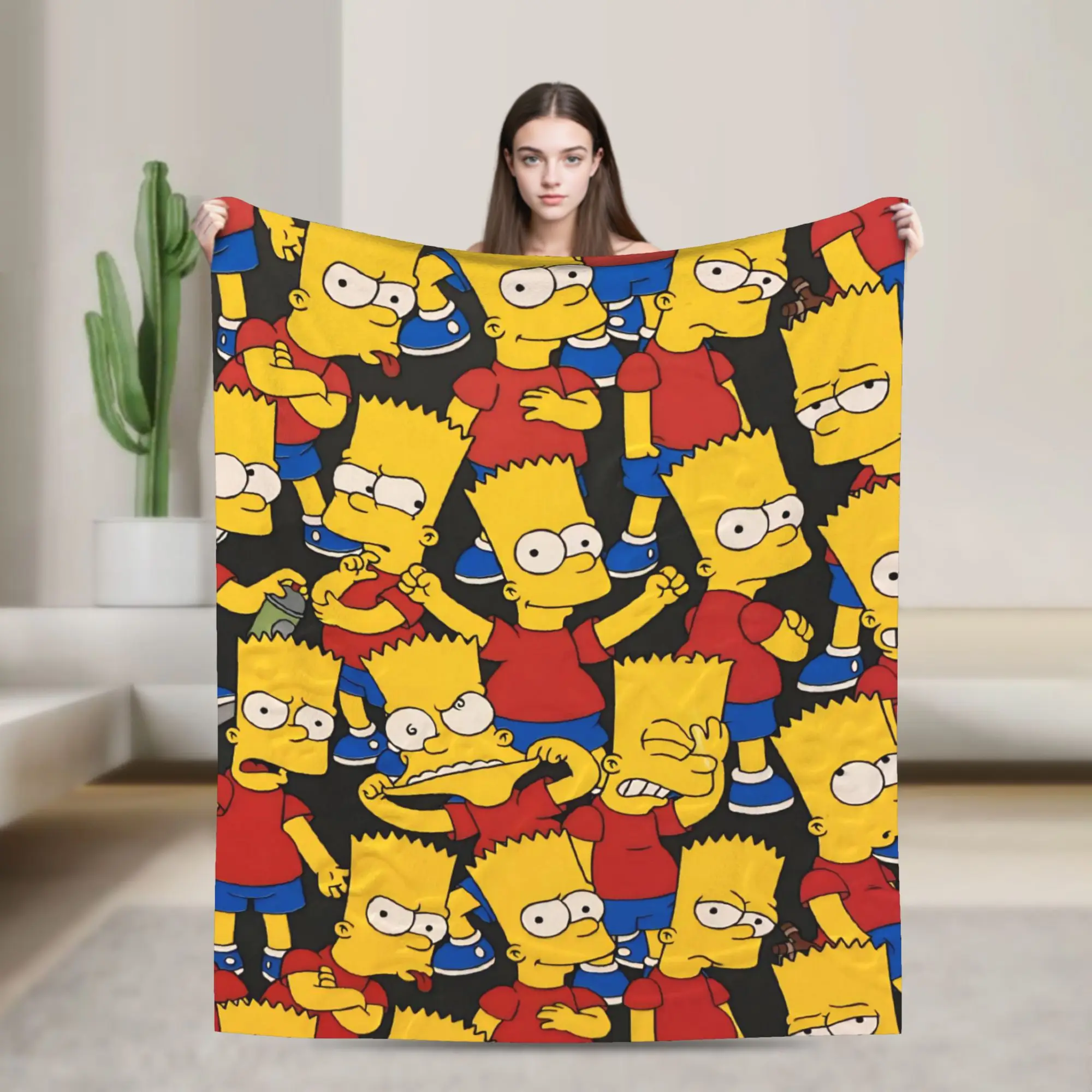 Simpsonsed Cartoon  Blankets Fleece Decoration  Multi-function Soft Throw Blanket for Home Couch Rug Piece