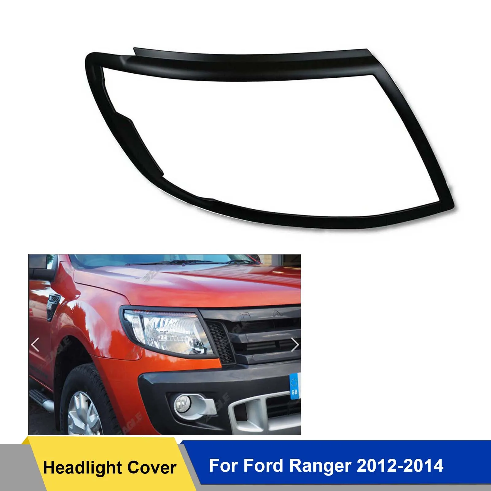 

ABS Matte Black Lamp Hood Guard Head Lights Cover Surround Trim For Ford Ranger Wildtrak 2012 2013 2014 T6 XLT XLS XL Sport